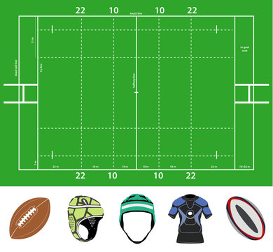 rugby field and stuff detailed illustrations