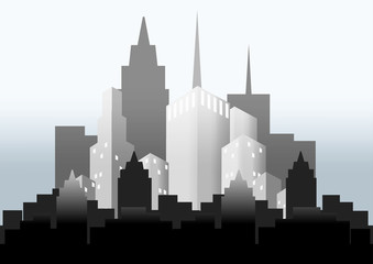 Naklejka premium vector silhouette of city in the mist