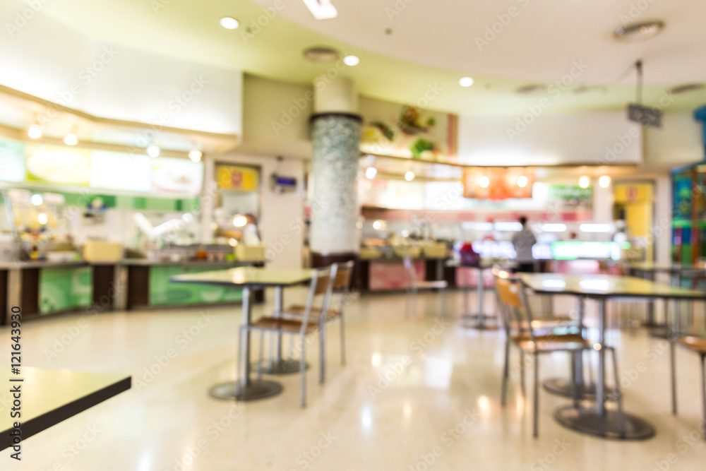 Wall mural abstract blur .food court in shoping mall