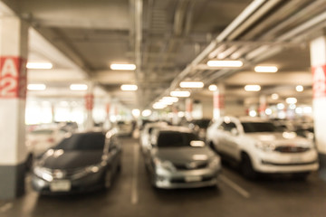 Abstract blur .car park in shoping mall