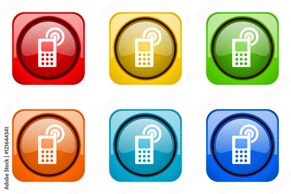 Poster Modern web design colorful glossy phone vector icons 