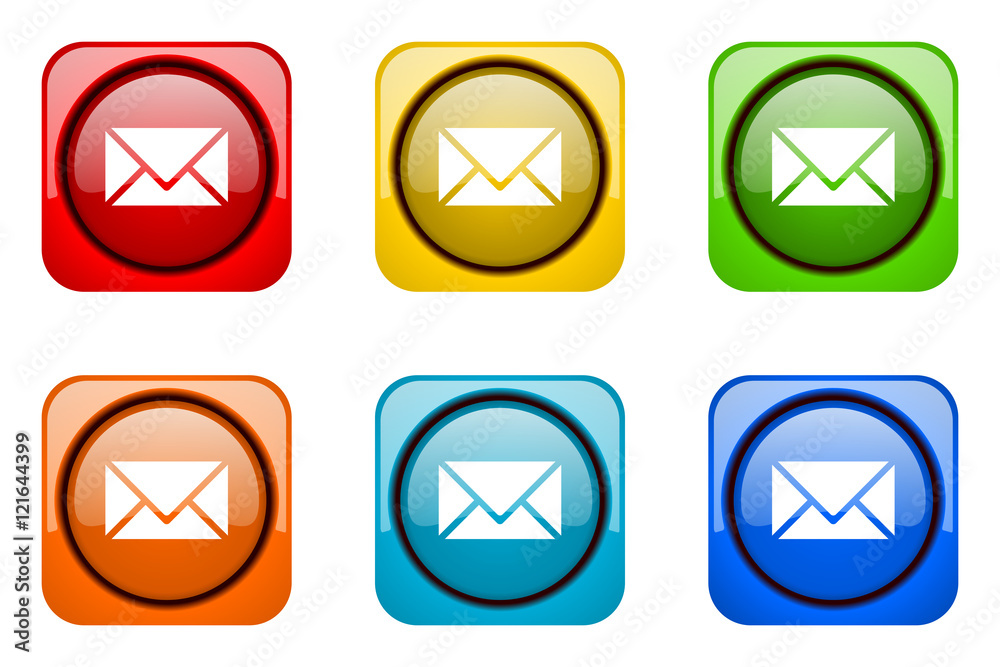 Poster Modern web design colorful glossy e-mail vector icons 