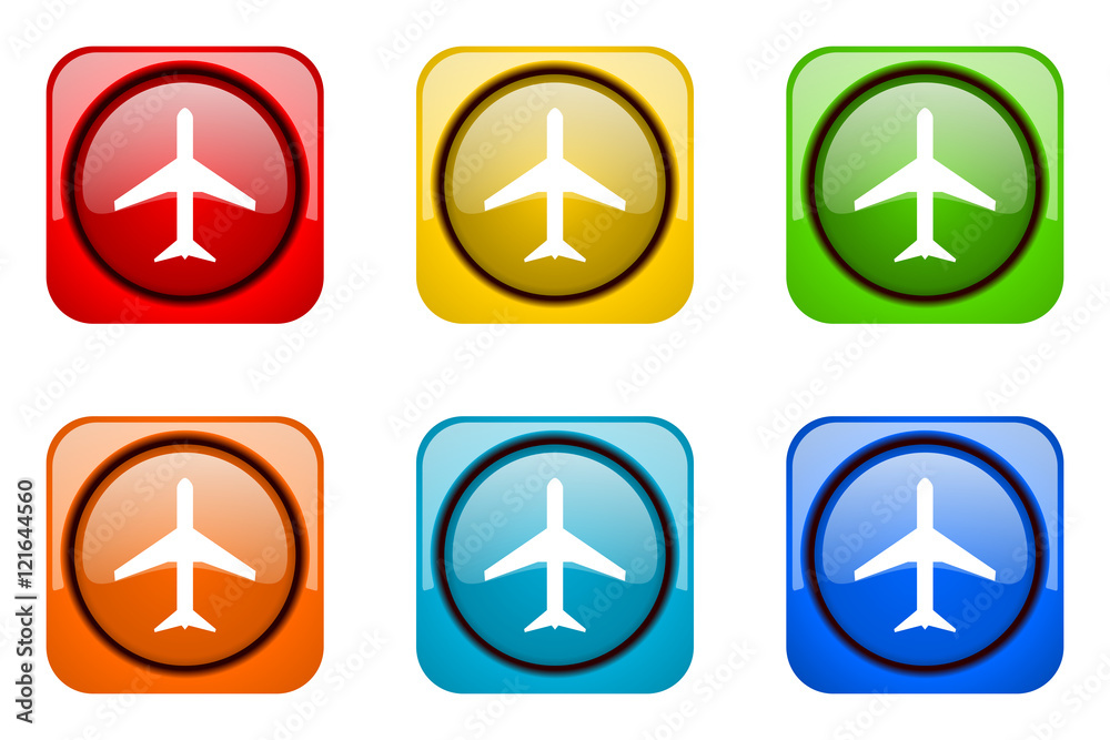 Poster Modern web design colorful glossy plane vector icons 