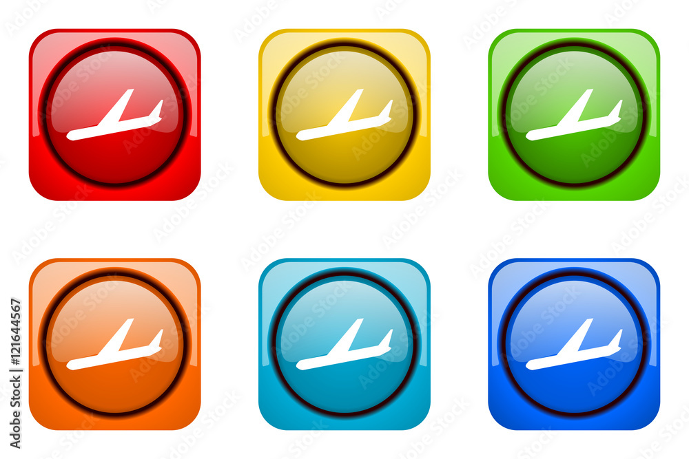Poster modern web design colorful glossy plane vector icons