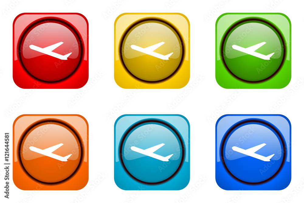 Poster Modern web design colorful glossy plane vector icons 