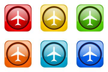 Modern web design colorful glossy plane vector icons 