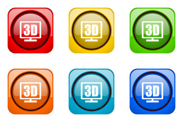 Modern web design colorful glossy 3d vector icons 