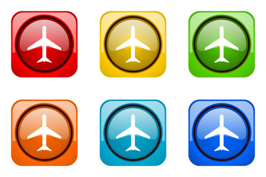 Modern web design colorful glossy plane vector icons 