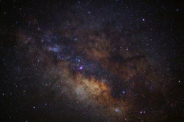 Milky Way galaxy, Long exposure photograph, with grain...