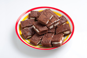 Sweet cookies on the dish close up isolated