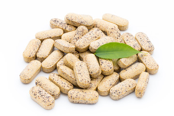 Alternative Medicine. Vitamin capsules. Homeopathic supplement.