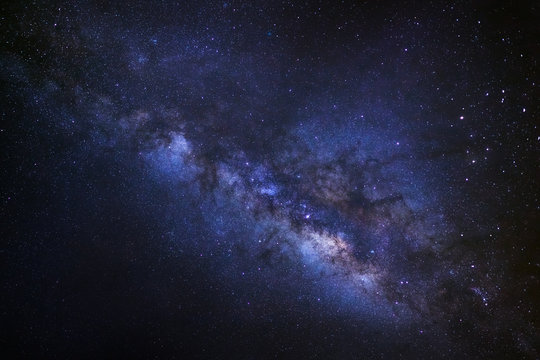 Milky Way galaxy, Long exposure photograph, with grain...