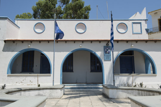Polizeistation im Hafendorf Lipsi, auf der Insel Lipsi, Dodekanes, Griechenland