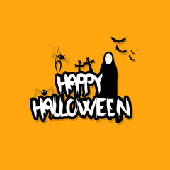 Halloween Vector Design with Happy Halloween Lettering.


