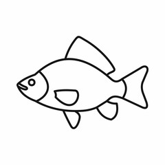Fish icon in outline style isolated vector illustration