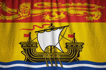 Closeup of Ruffled New Brunswick Flag, New Brunswick Flag Blowin