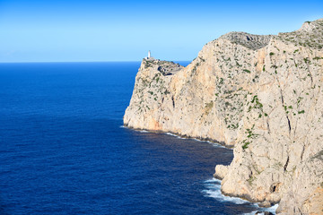 Fototapeta na wymiar Lighthouse on the Cape Formentor on the island of Majorca