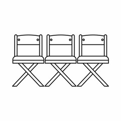 Theater chairs icon in outline style on a white background