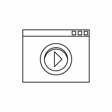 Video movie media player icon in outline style on a white background