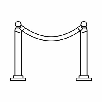 Barrier rope icon in outline style on a white background