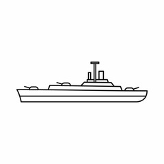 Military navy ship icon in outline style on a white background © ylivdesign