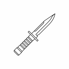 Military knife icon in outline style on a white background