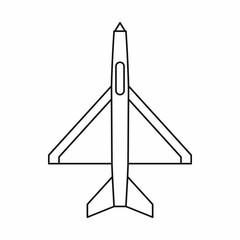 Military aircraft icon in outline style on a white background