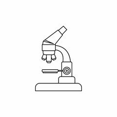 Microscope icon in outline style on a white background