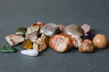 Gems on gray background. Collection