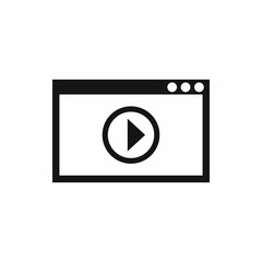 Program for video playback icon in simple style isolated on white background. Movies symbol