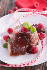 chocolate cake and raspberry