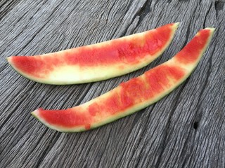watermelon rind on wood background