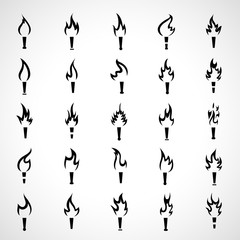 Torch Icons Set - Isolated On Gray Background - Vector Illustration, Graphic Design. For Web, Website, Print Materials, Template