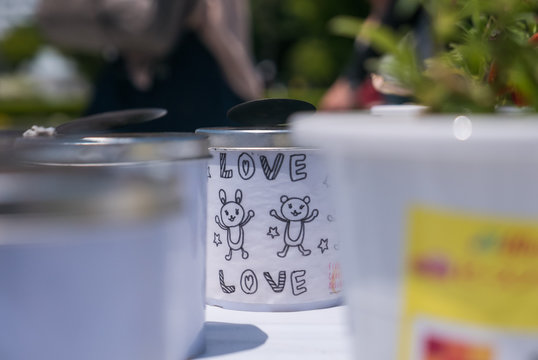 Flower Candle message stand at Hiroshima Peace Memorial park
