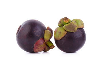 Mangosteens Queen of fruits, ripe mangosteen fruit isolated on w