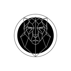 Naklejka premium Polygonal style Panther head. Vector illustration black panther on white background.