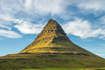 Wonderful mountain Kirkjufell in Iceland, summer time