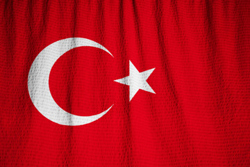 Obraz premium Closeup of Ruffled Turkey Flag, Turkey Flag Blowing in Wind