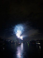 Fototapeta na wymiar August Nationalday Basel Switzerland Fireworks Wettsteinbridge 2
