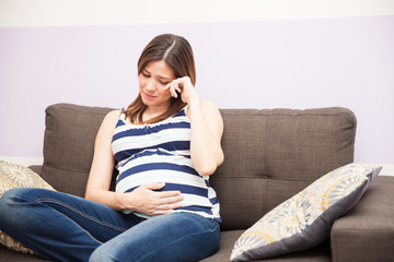 Woman feeling sad during pregnancy