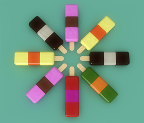 Ice cream of different colors and flavors