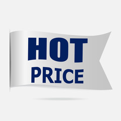 Hot price label, silver ribbon badge