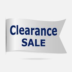 Clearance sale label, silver ribbon badge