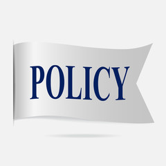 Policy label, silver ribbon badge