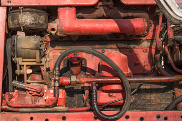 Fototapeta na wymiar Engine of an old tractor
