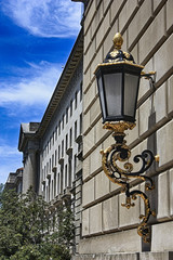Fototapeta na wymiar Ornate lamp on exterior of building on Washington's National Mall