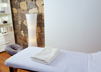 Massage room with massage table