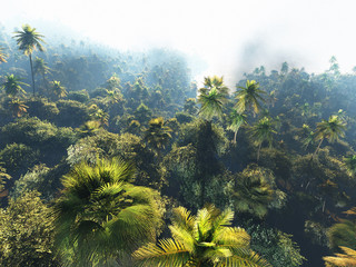 Tropical landscape on the island 3d rendering