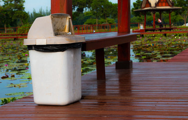 Fototapeta premium gray plastic trash recycling container ecology concept