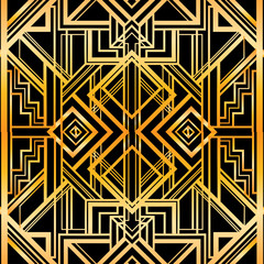 Art Deco vintage patterns and frames. Retro party geometric background set (1920's style). Vector illustration for glamour party, thematic wedding or textile prints.